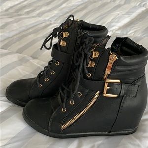 Black Wedge Booties